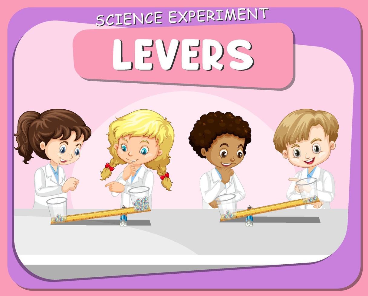 Hebel Wissenschaft Experiment mit Wissenschaftler Kinder Cartoon-Figur vektor