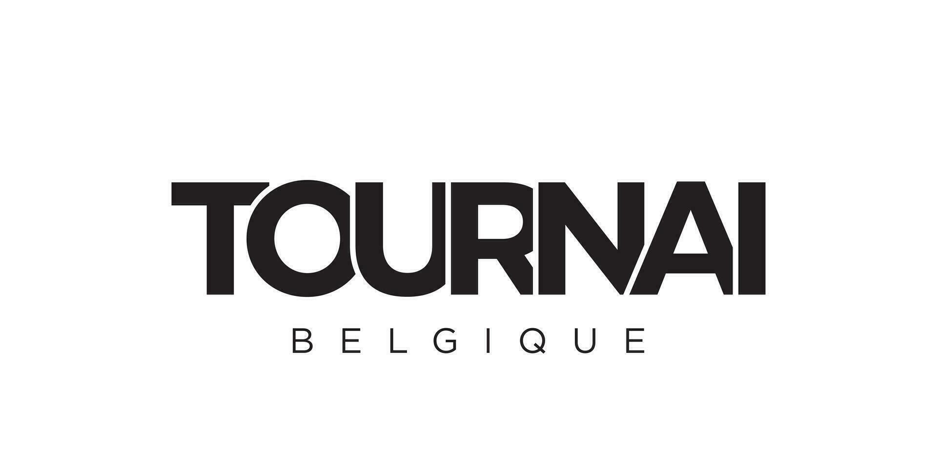 tournai i de belgien emblem. de design funktioner en geometrisk stil, vektor illustration med djärv typografi i en modern font. de grafisk slogan text.