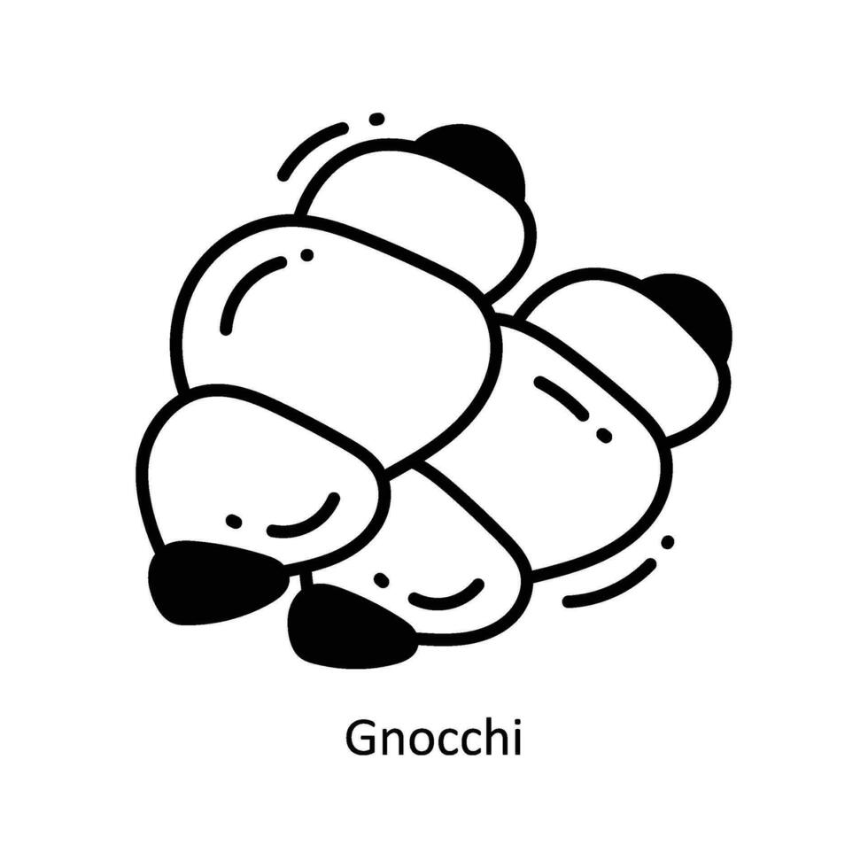 Gnocchi Gekritzel Symbol Design Illustration. Essen und Getränke Symbol auf Weiß Hintergrund eps 10 Datei vektor