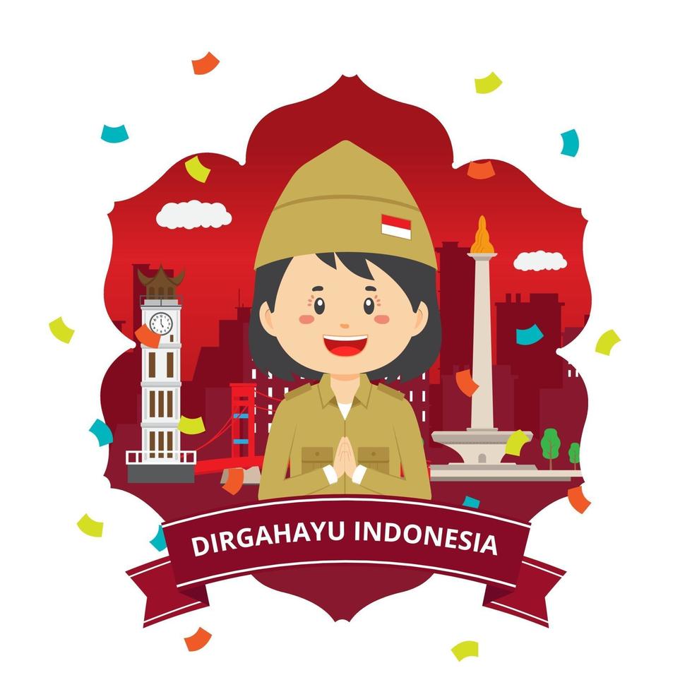 indonesischer Unabhängigkeitstag mit Charakter vektor