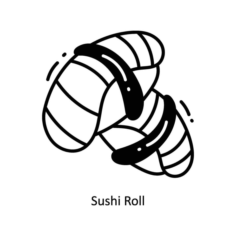 sushi rulla klotter ikon design illustration. mat och drycker symbol på vit bakgrund eps 10 fil vektor