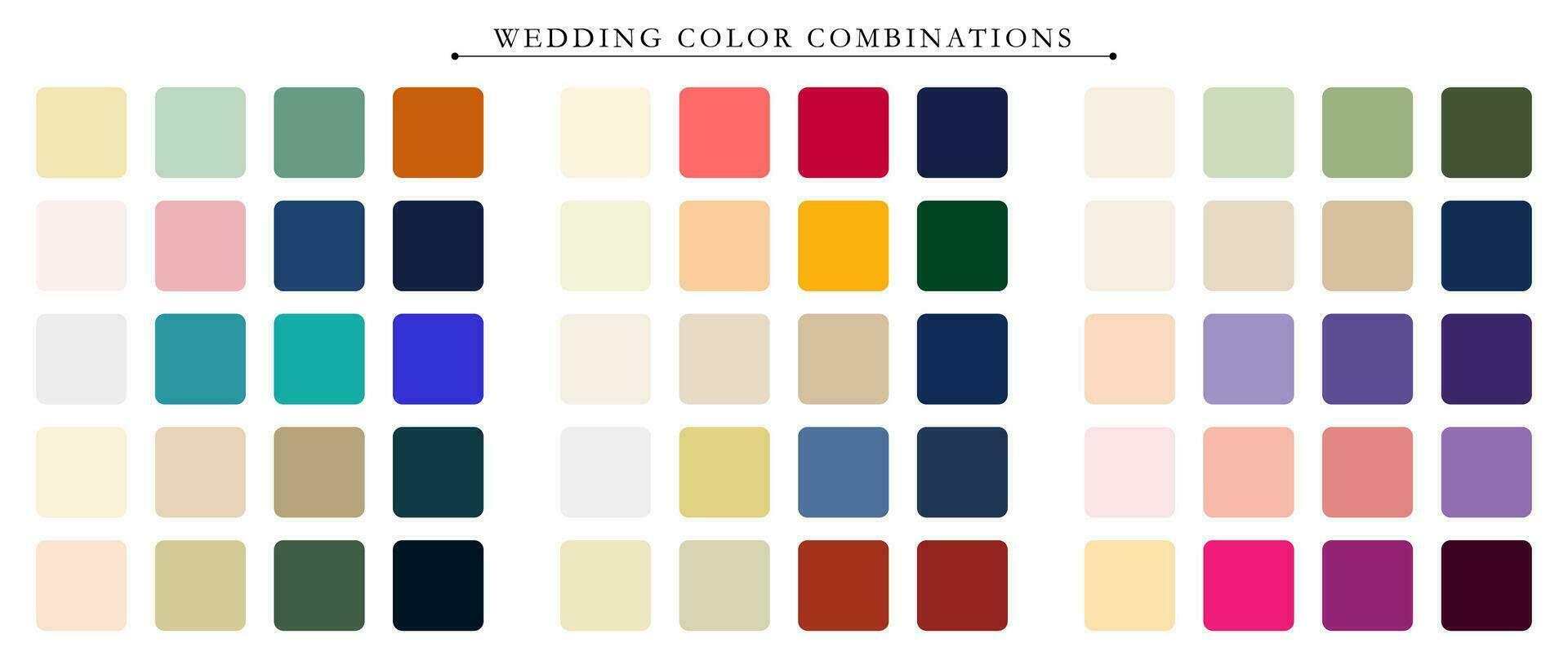 bröllop palett. trend Färg palett guide mall. ett exempel av en Färg palett. prognos av de framtida Färg trend. match Färg kombinationer. vektor grafik. eps 10.