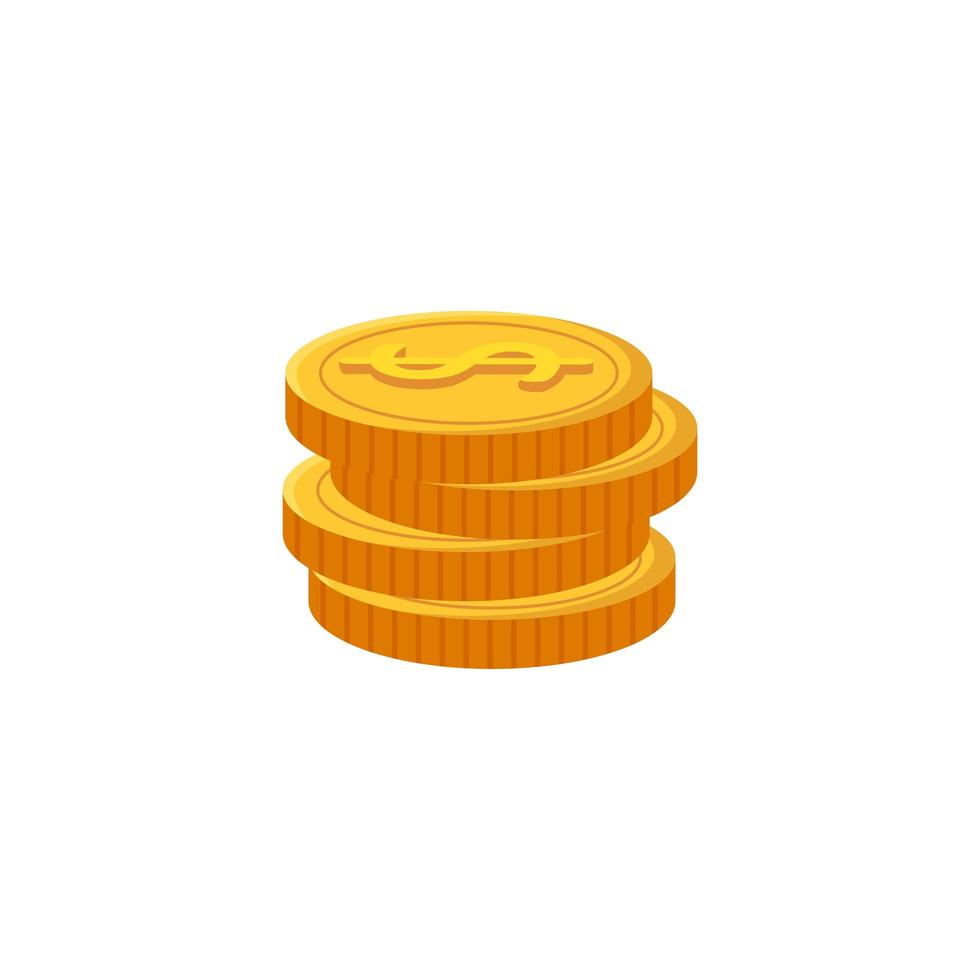 hög med mynt pengar isolerade ikon vektor