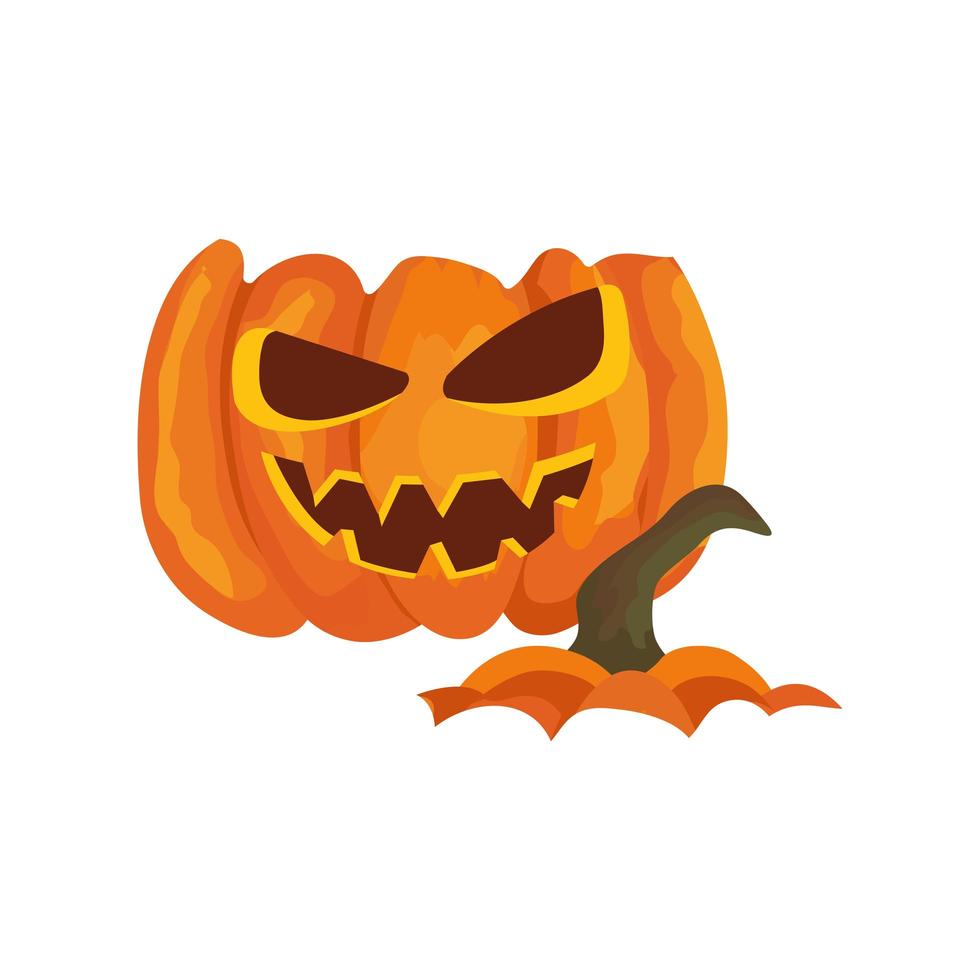 Halloween gebrochener Kürbis isolierte Symbol vektor