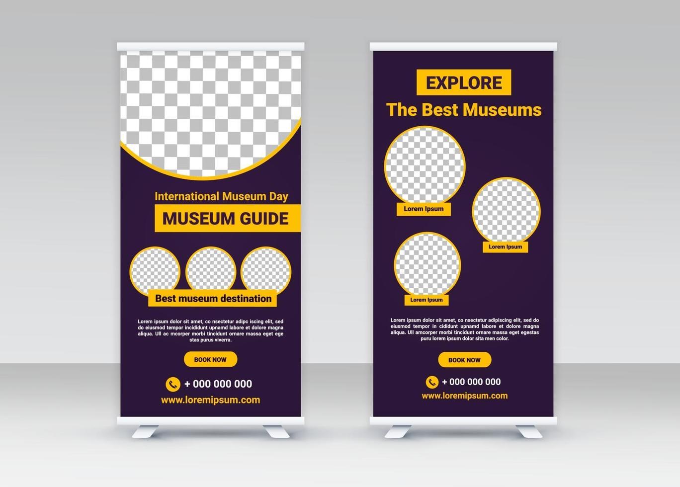 Internationaler Museumstag. Standee-Banner-Design. bearbeitbare Vorlage. vektor