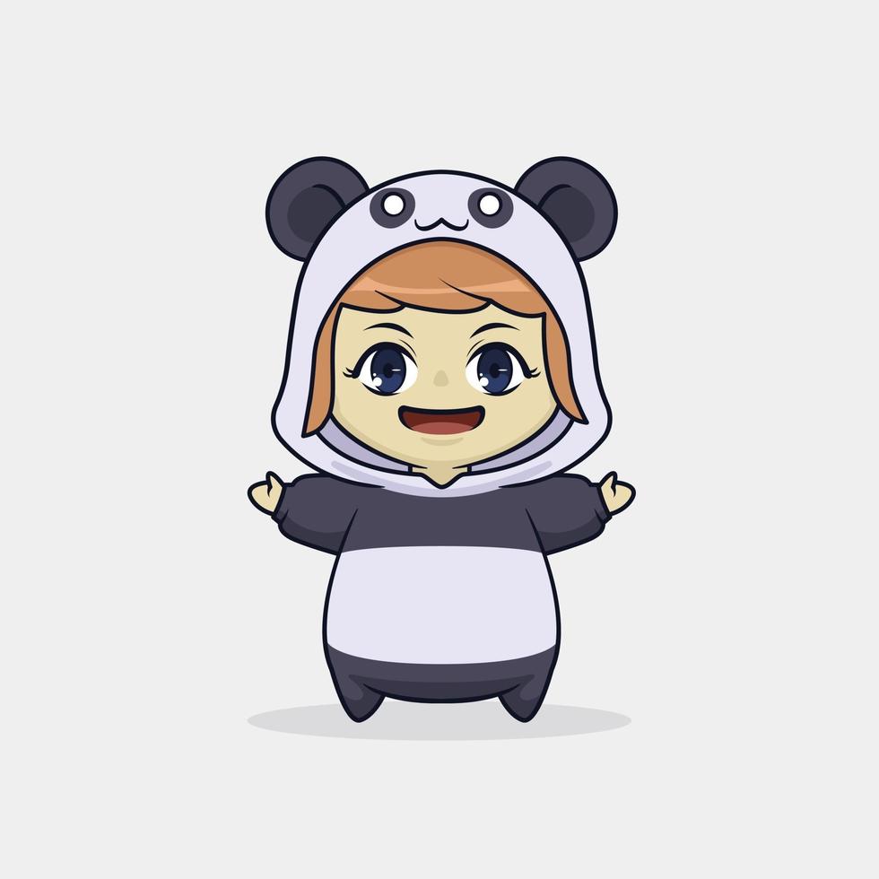 süßes Mädchen im Panda-Kostüm-Charakter vektor
