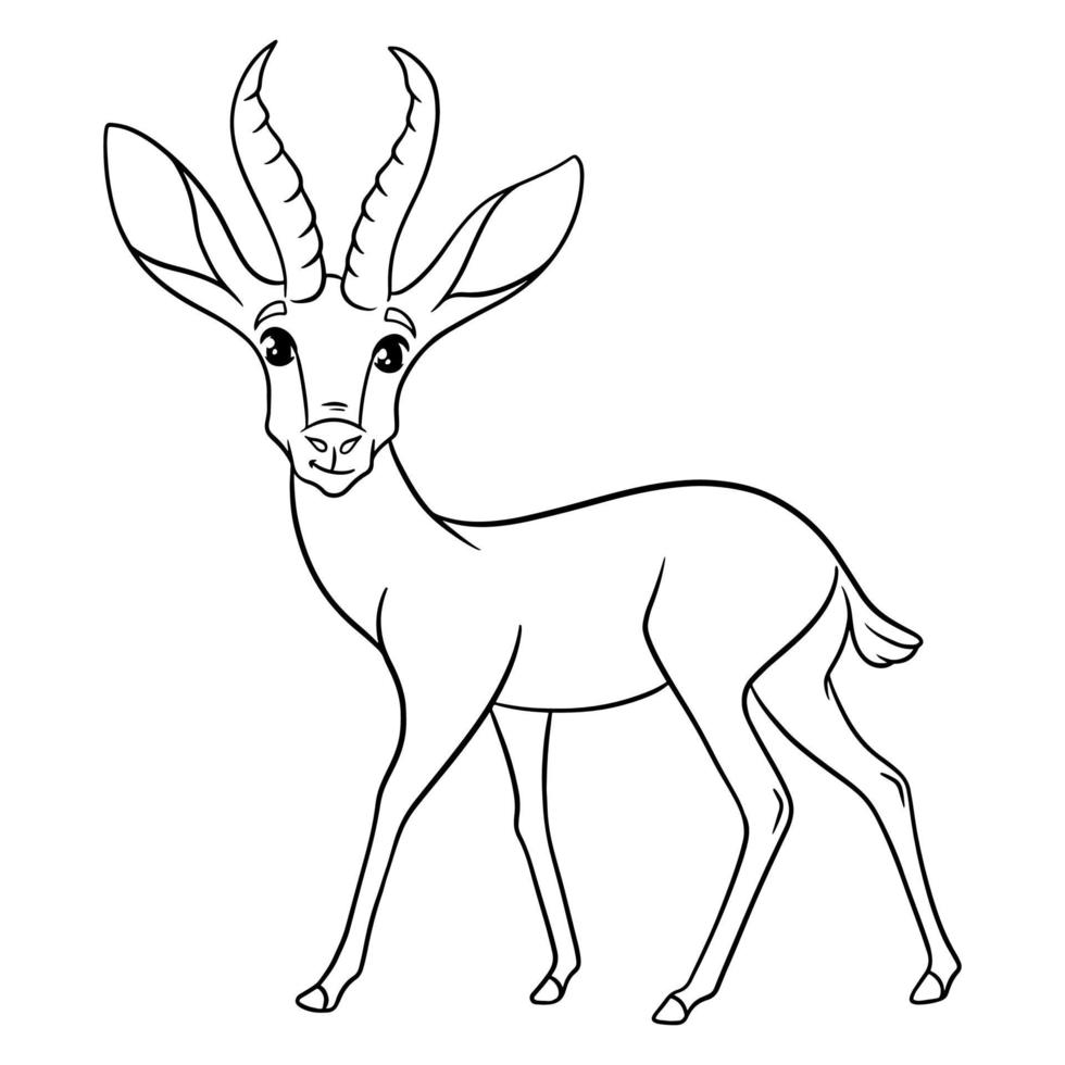 Tiercharakter lustige Gazelle im Linienstil. Kinderillustration. vektor