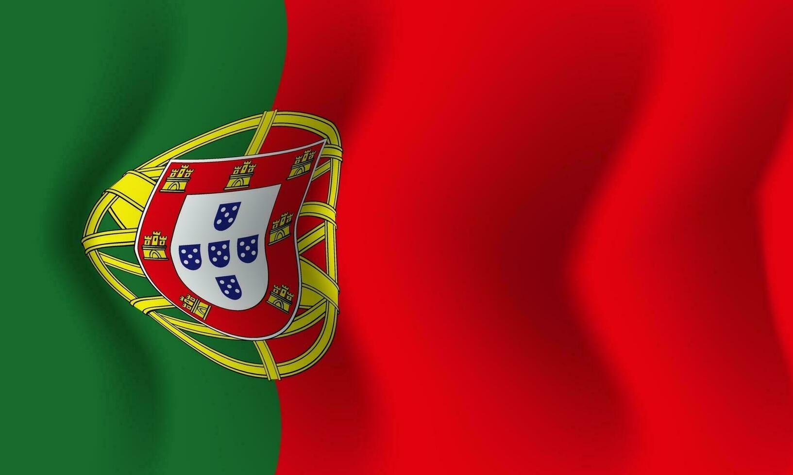 Hintergrund weht im Wind Portugal-Flagge. Hintergrund vektor