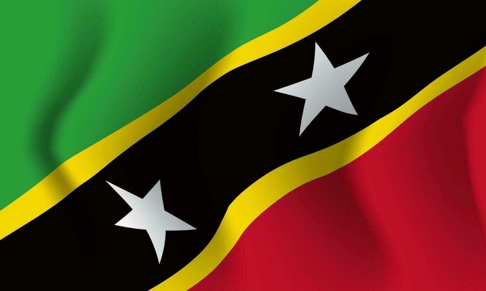 Hintergrund weht im Wind St. Kitts und Nevis-Flagge. Hintergrund vektor