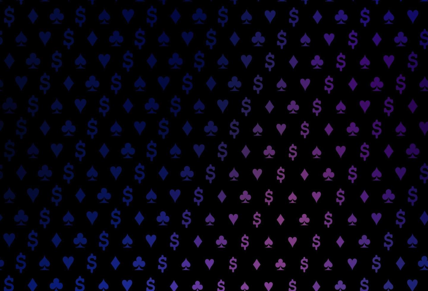 Dunkelrosa, blaue Vektorvorlage mit Pokersymbolen. vektor