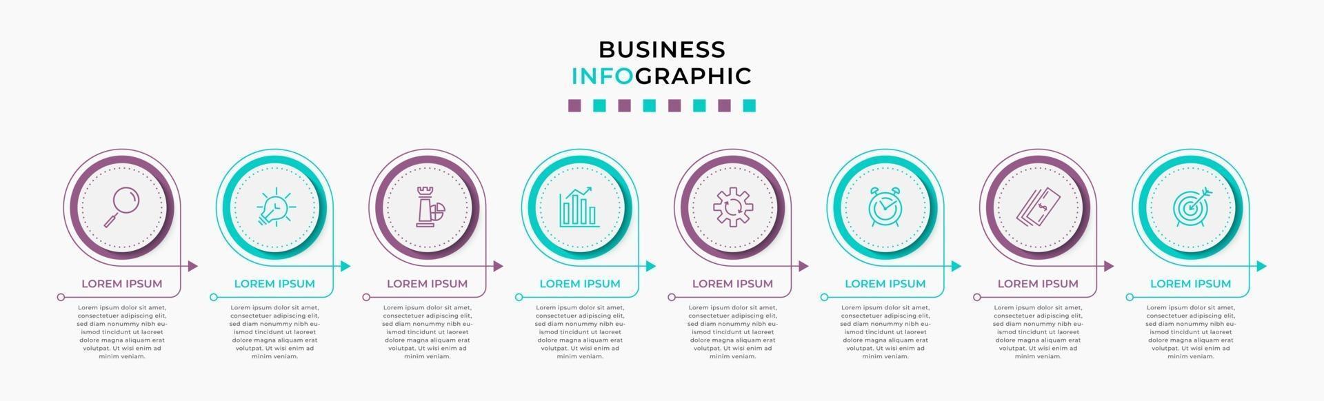 infografisk formgivningsmall med ikoner och 8 alternativ eller steg vektor