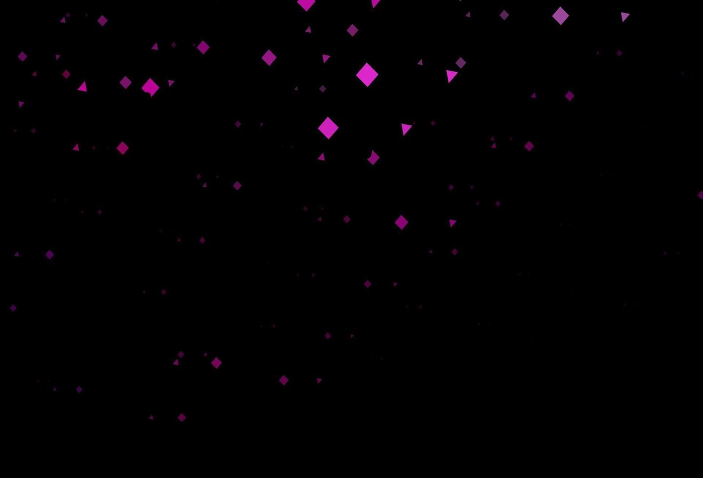 dunkelrosa Vektorhintergrund mit Dreiecken, Kreisen, Würfeln. vektor