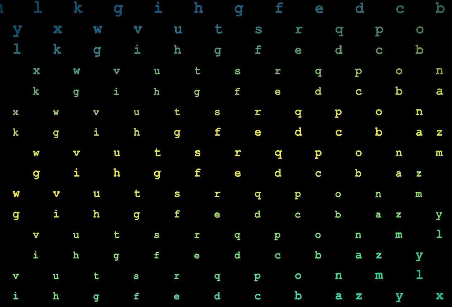 mörkgrön, gul vektorbakgrund med tecken på alfabetet. vektor