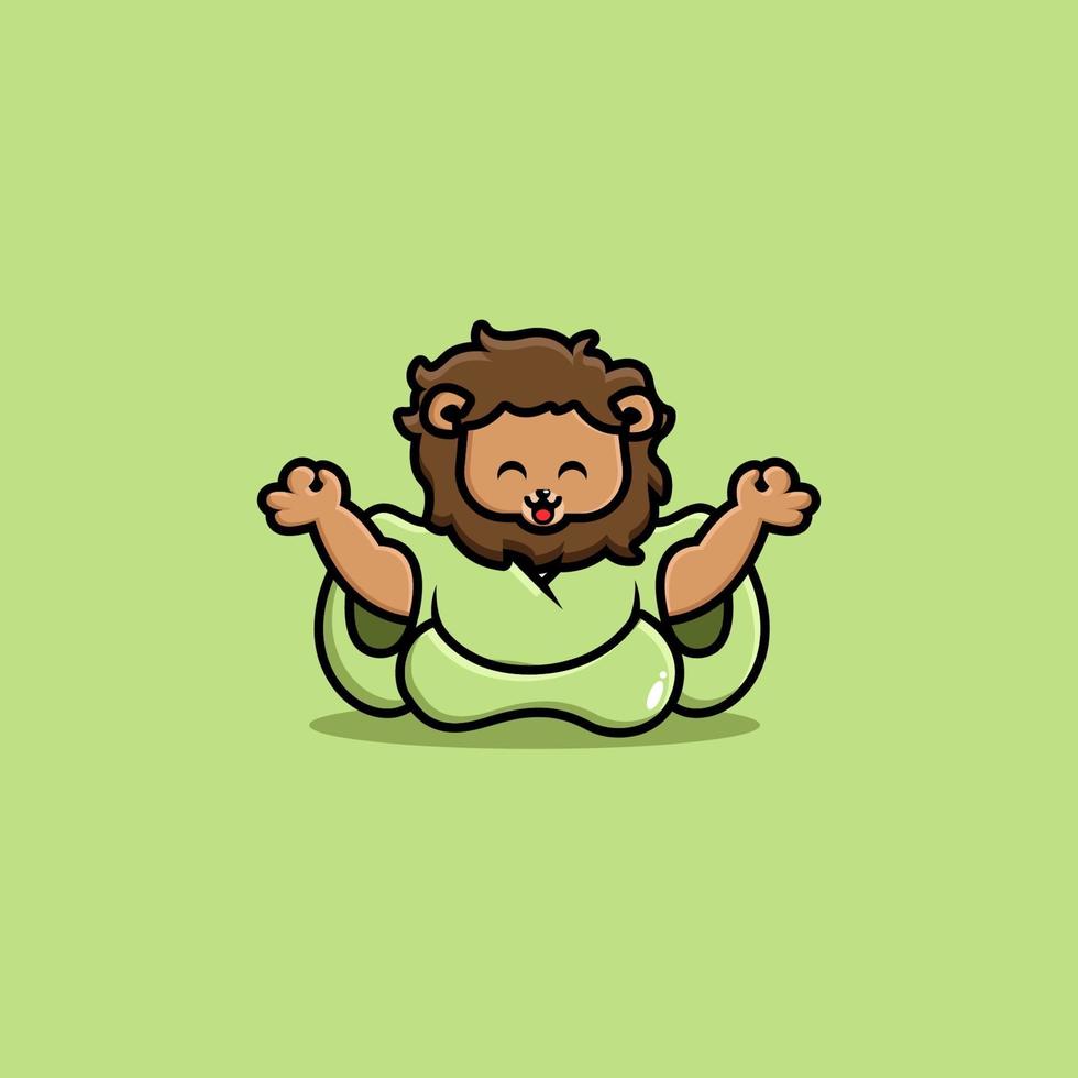 niedliche Löwe-Yoga-Cartoon-Symbolillustration vektor