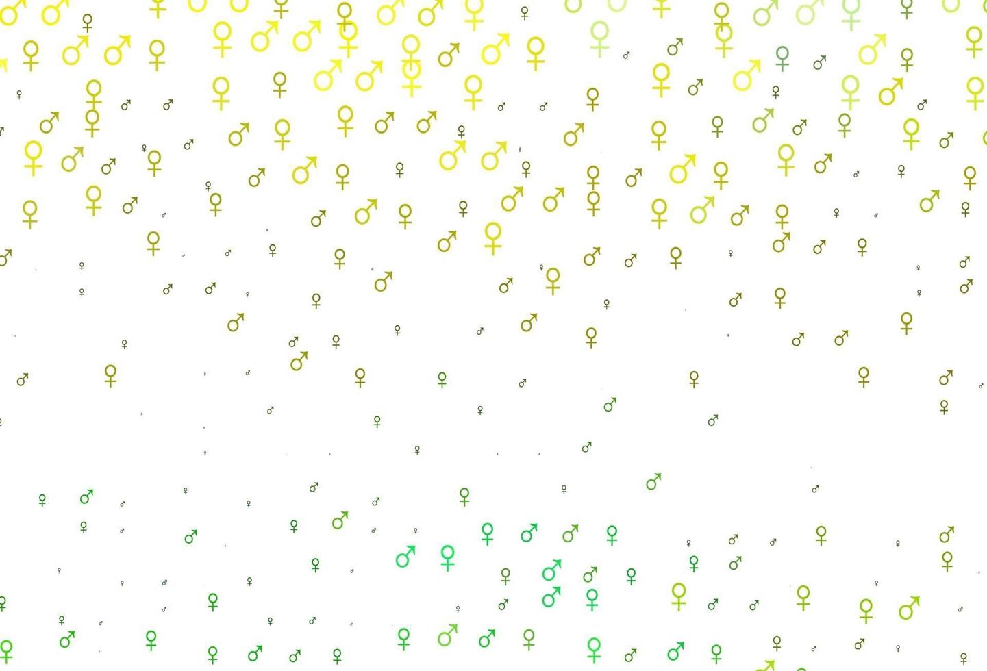 hellgrüne, gelbe Vektorschablone mit Mann-, Frauensymbolen. vektor