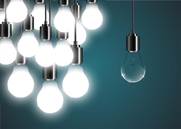 Kreativ lightbulb illustration på en blå bakgrund, vektor