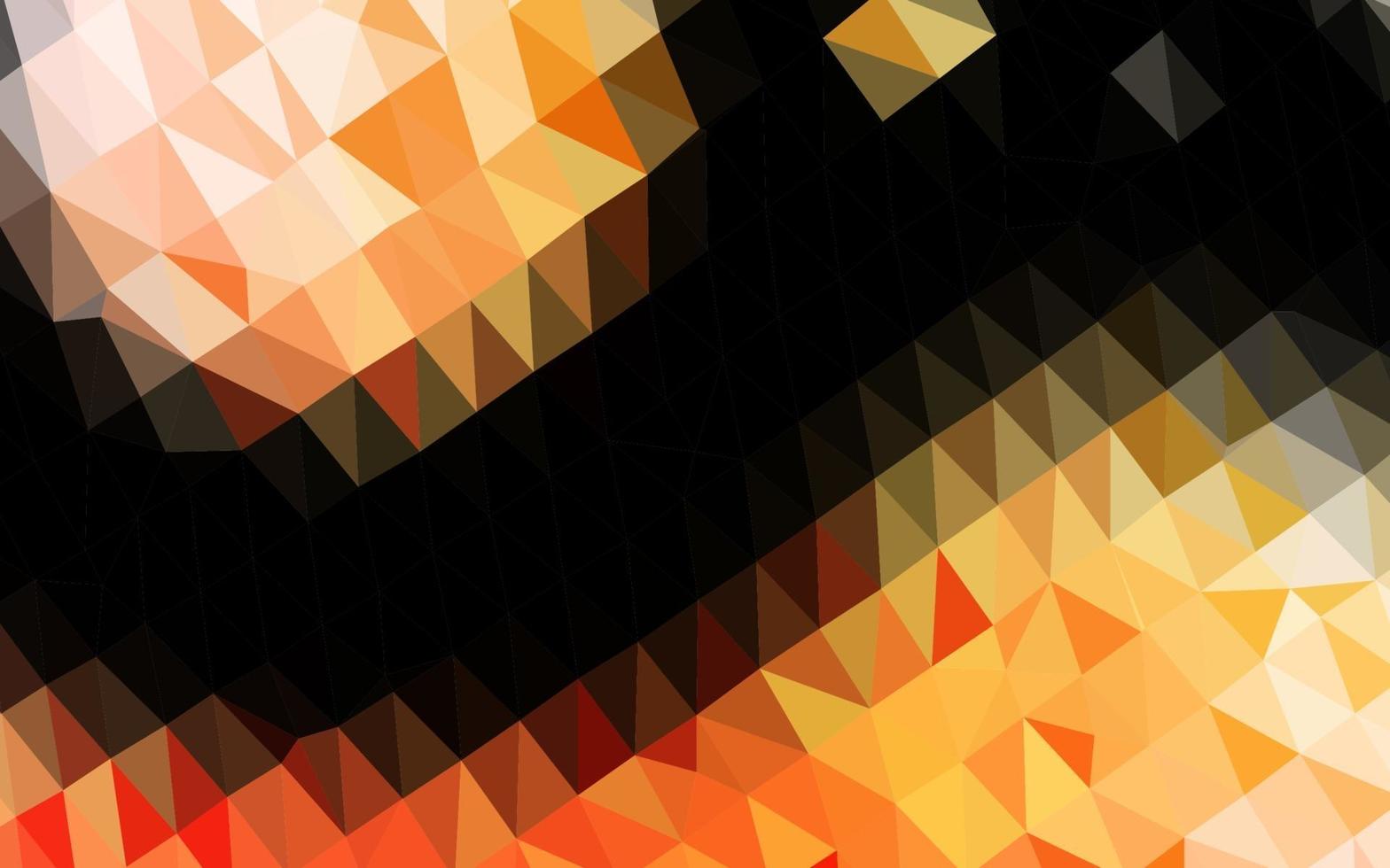 ljusgul, orange vektor lysande triangulär bakgrund.