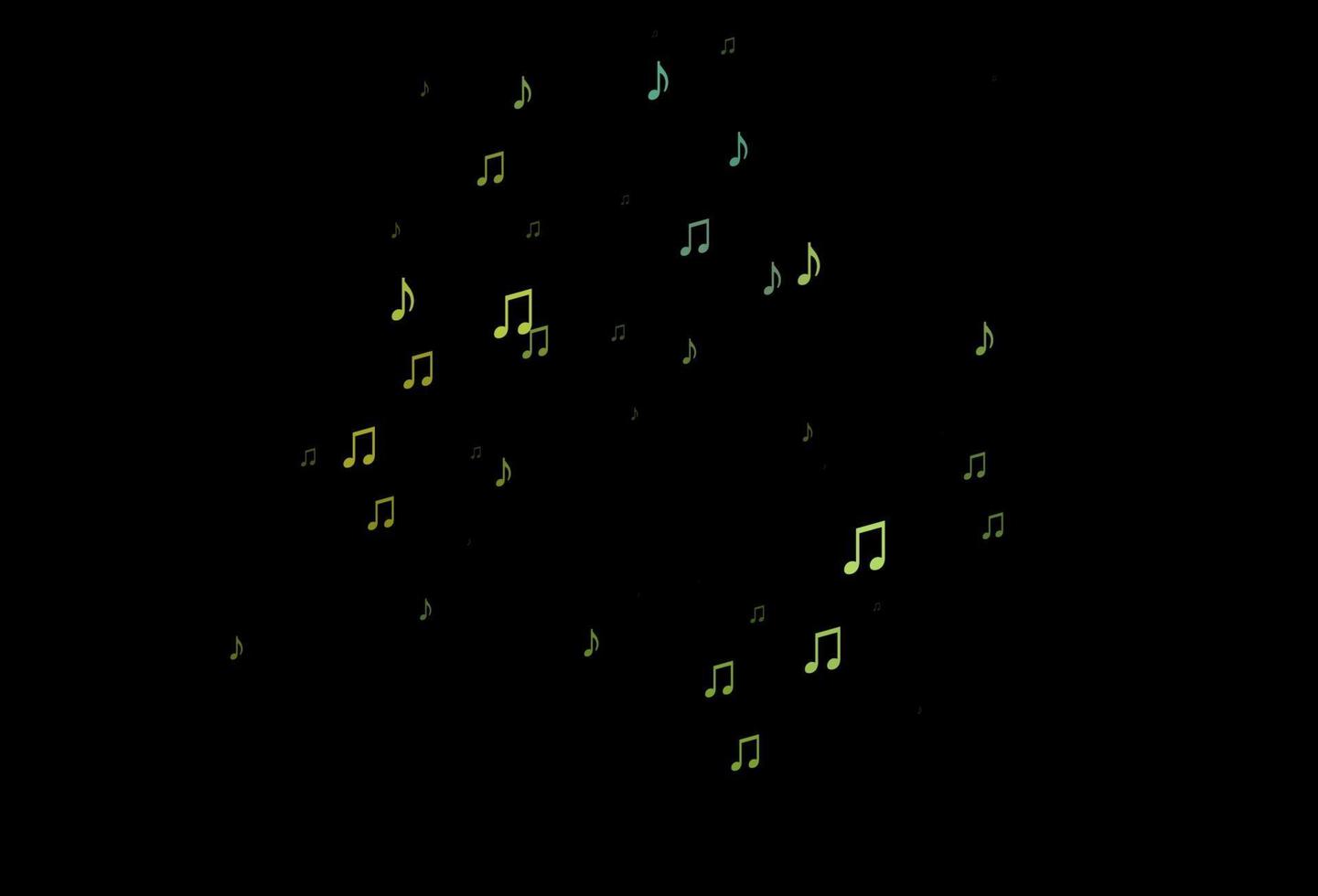 mörkblå, gul vektorbakgrund med musiksymboler. vektor