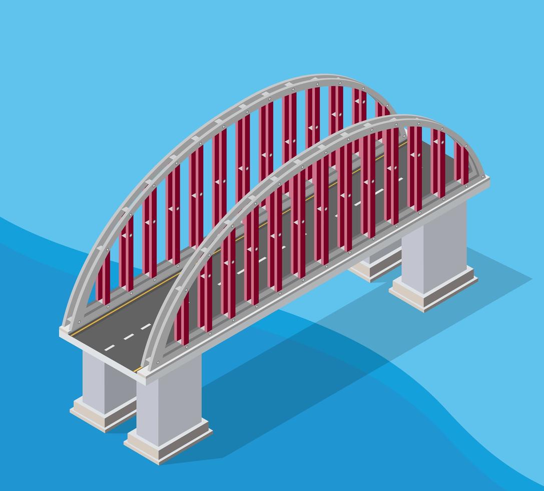 Die Brücke der städtischen Infrastruktur ist für Spiele isometrisch vektor