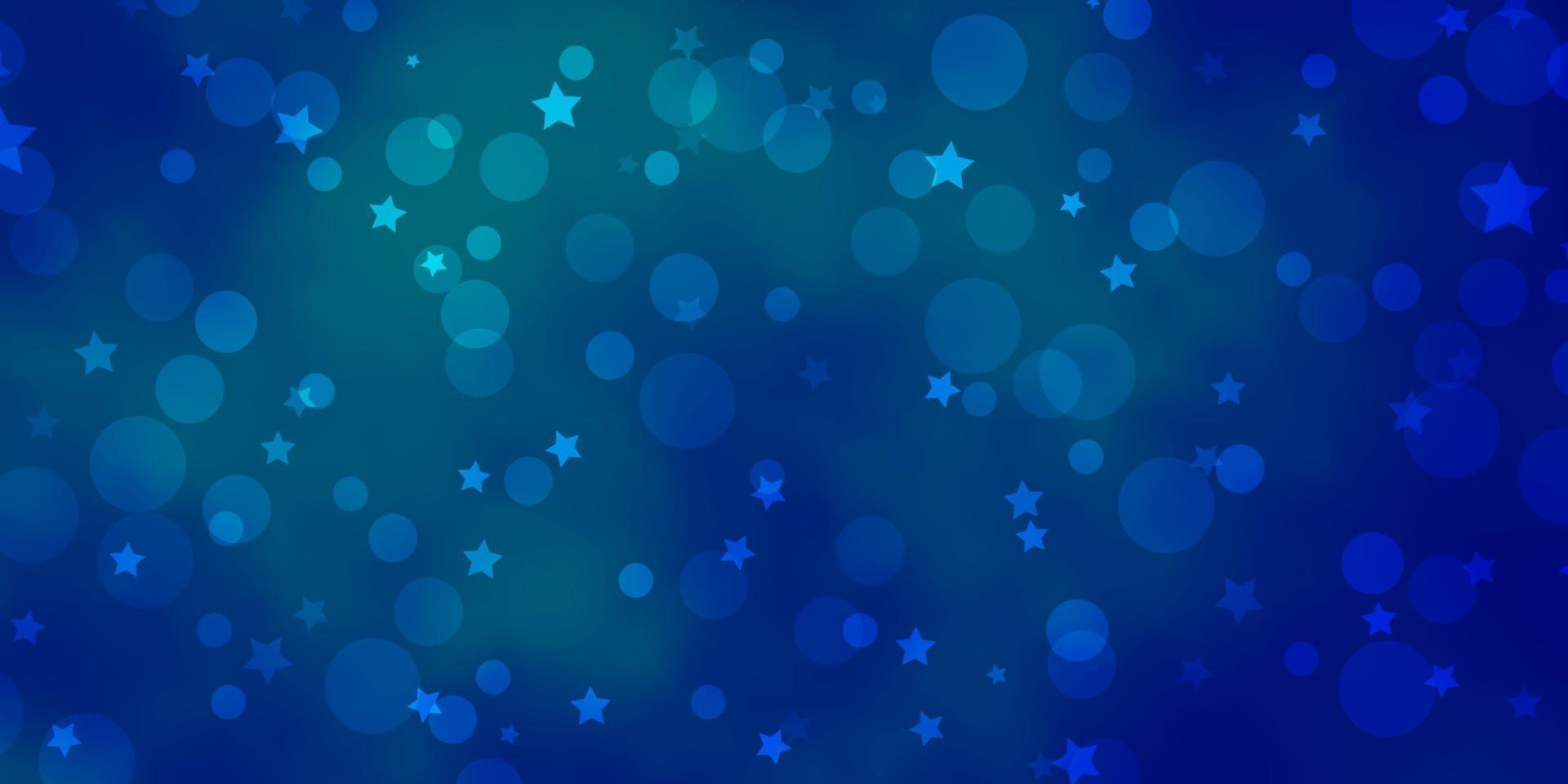 hellblauer, gelber Vektorhintergrund mit Kreisen, Sternen. vektor