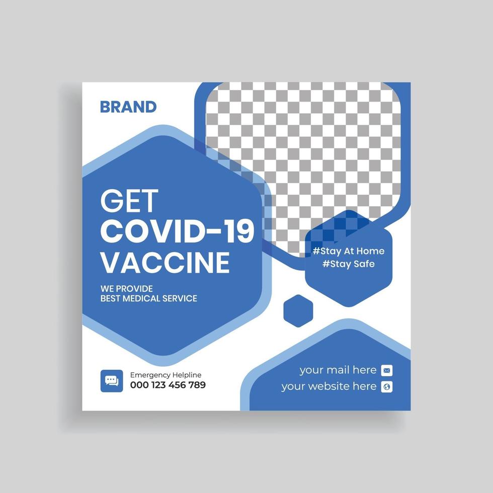 Covid 19 Impfprogramm Social Media Post Template Design vektor