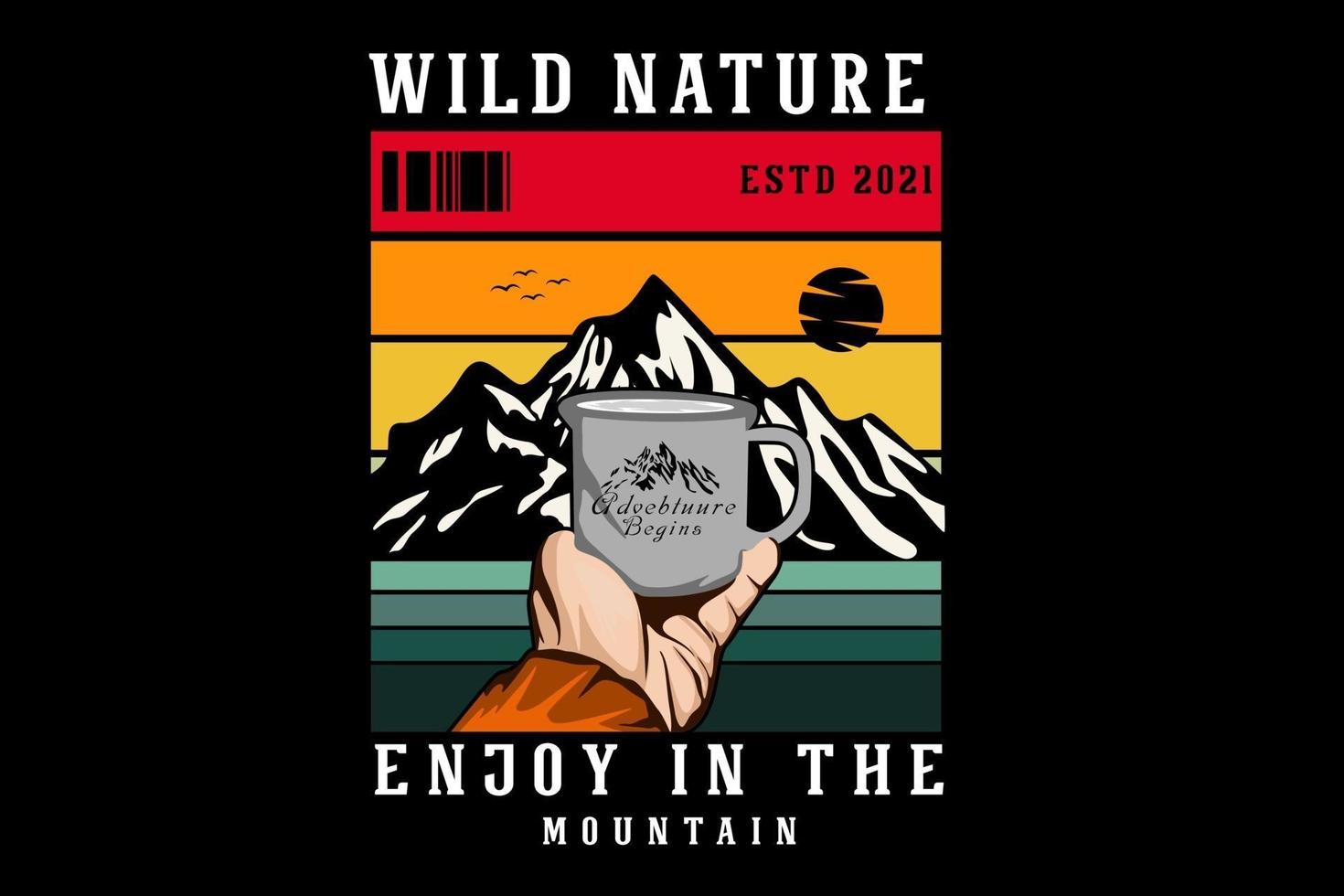 wilde Natur Berg Illustration Design Retro-Hintergrund vektor