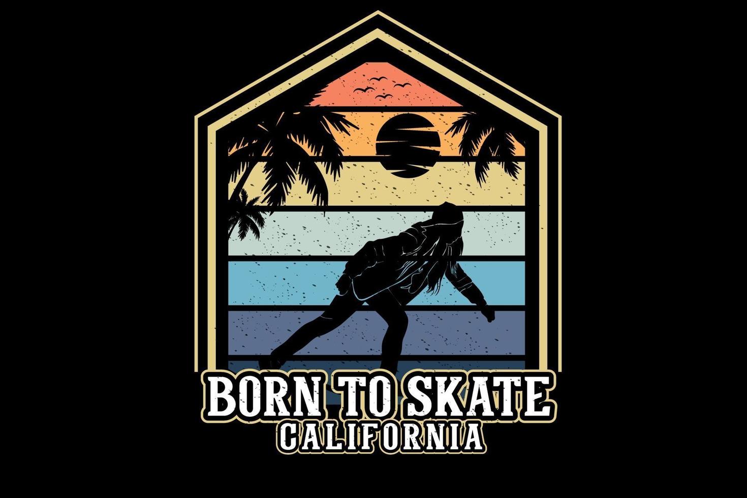 born to skate california silhouette design vektor