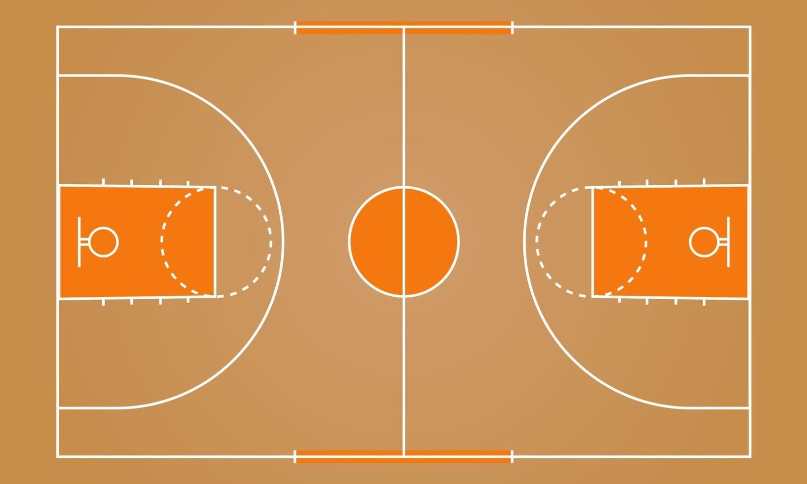 basketplan golv med trä färg bakgrund design vektor