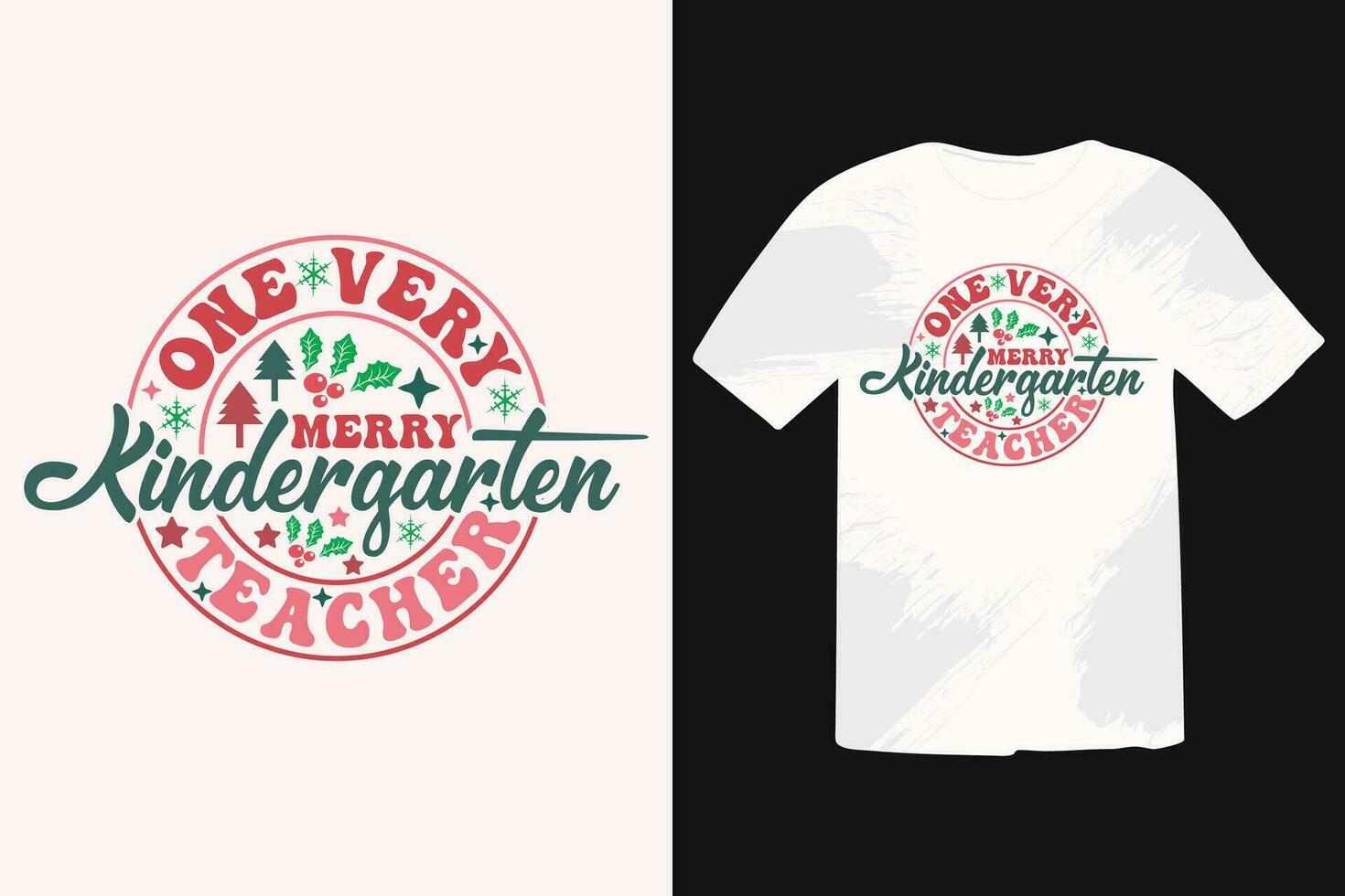 einer sehr fröhlich Kindergarten Lehrer retro Jahrgang T-Shirt Design. Kalligraphie Phrase zum Weihnachten. gut zum t Hemd drucken, Poster, Gruß Karte, Banner, und Geschenk Design vektor