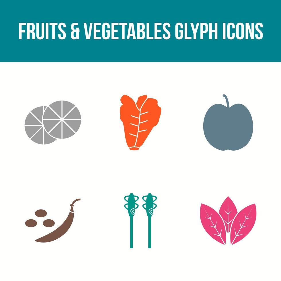 frukt och grönsaker vektor glyph ikonuppsättning
