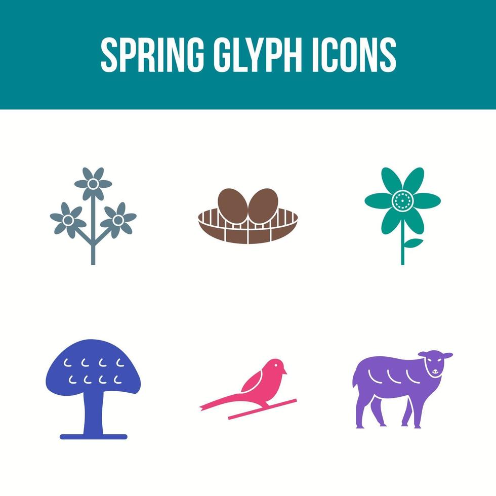 Frühlings-Glyphe-Vektor-Icon-Set vektor