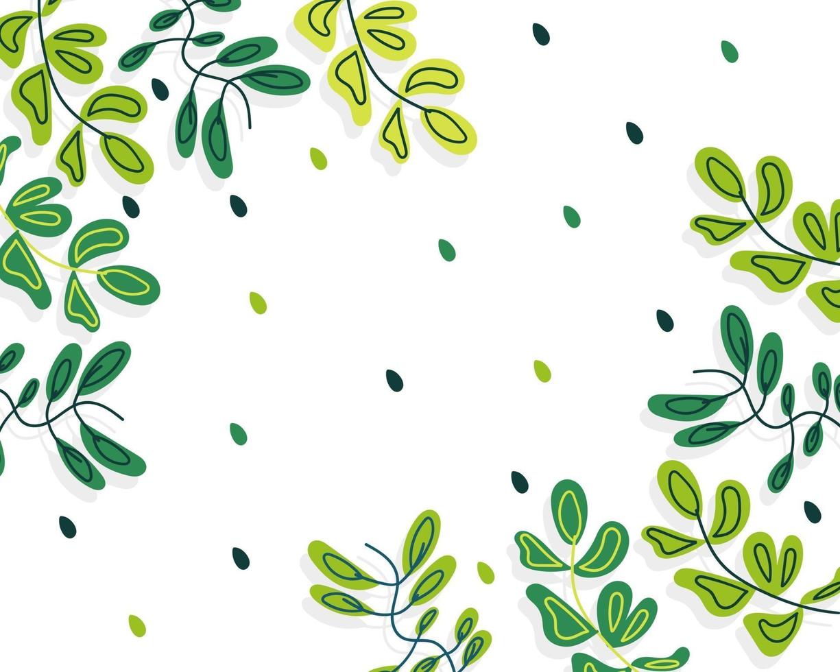 gröna blad bakgrund med handritad illustration vektor
