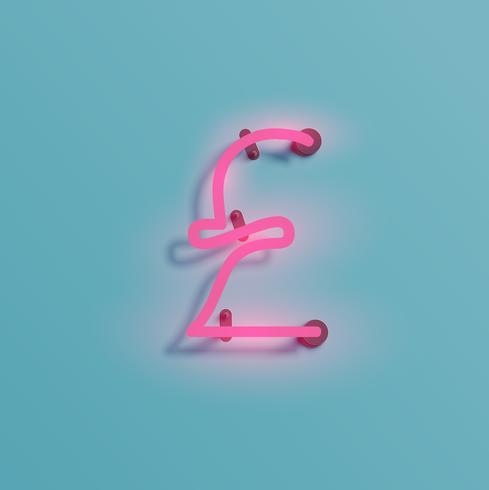 Realistische Neonfigur aus einem Schriftsatz, Vektor