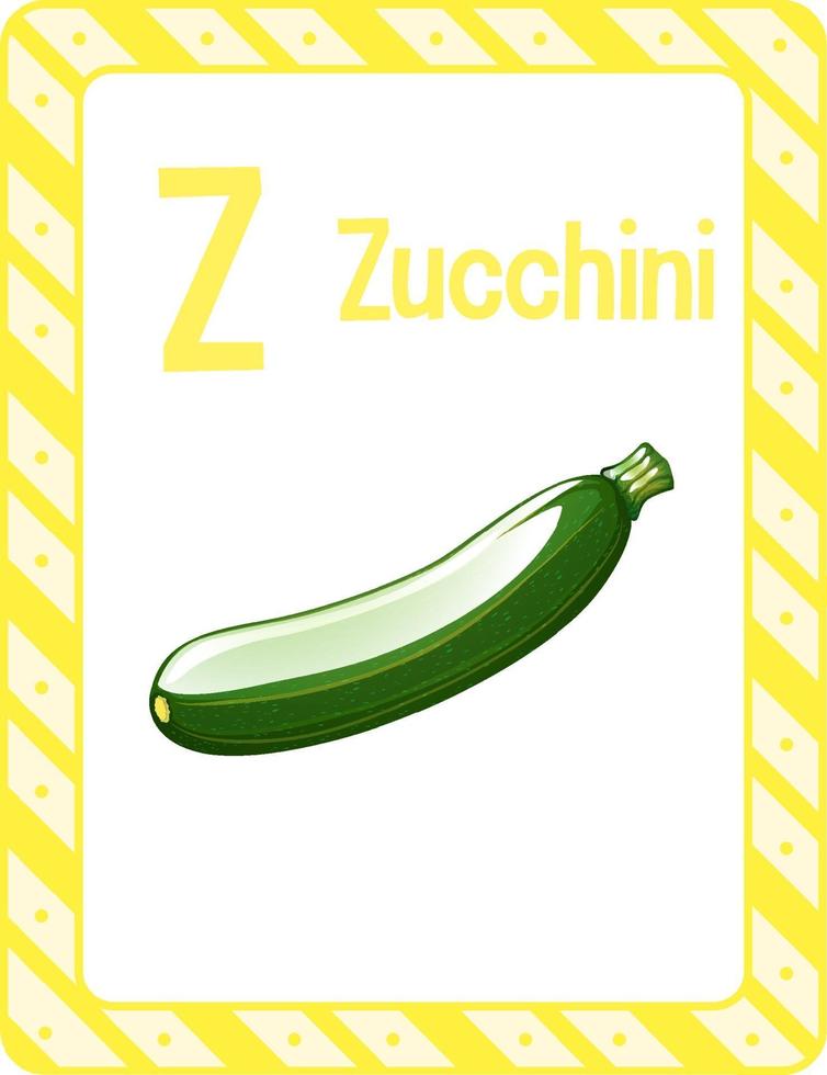 alfabetet flashcard med bokstaven z för zucchini vektor