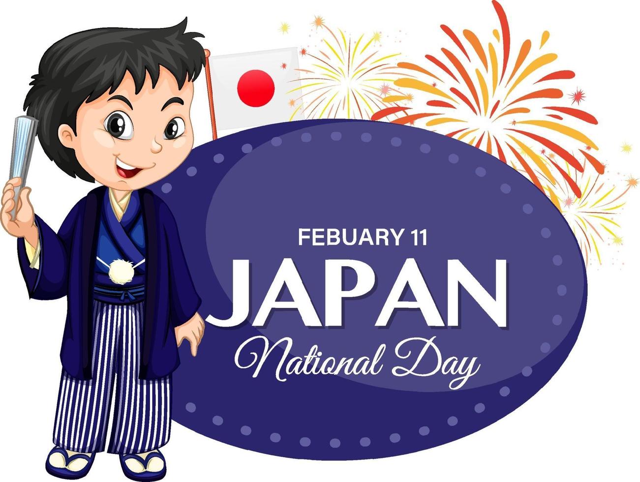 japan nationaldag banner med japanska barn seriefigur vektor