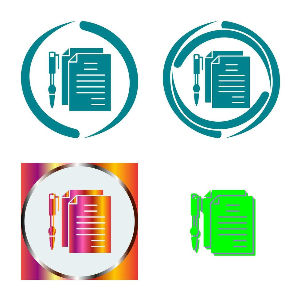 einzigartige Dokumente und Stiftvektorsymbol vektor