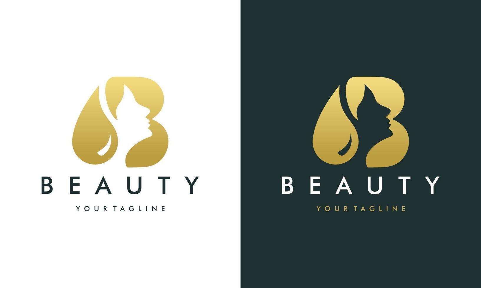 b brev lyx skönhet ansikte logotyp design vektor