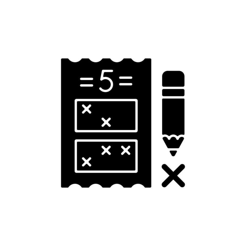 fünfstelliges Lotteriespiel schwarzes Glyphensymbol vektor