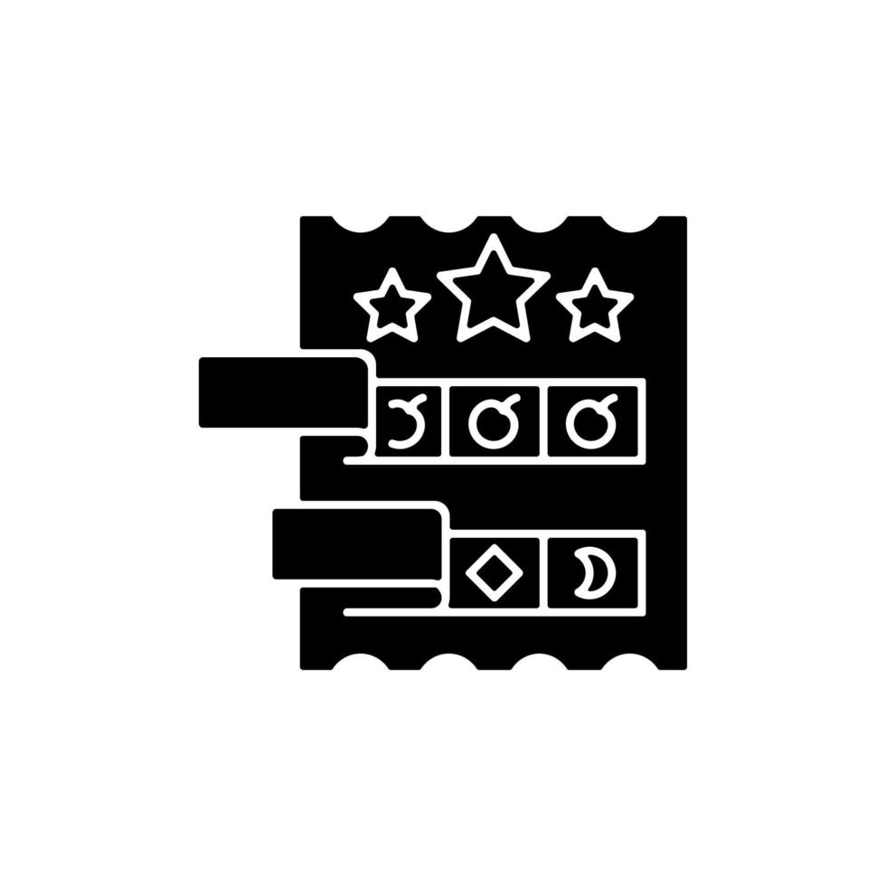 brechen Sie das schwarze Glyphensymbol des Lottoscheins auf vektor