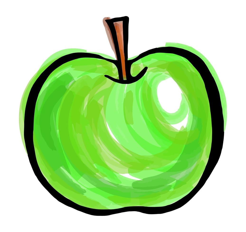 akvarell grönt äpple doodle vektor