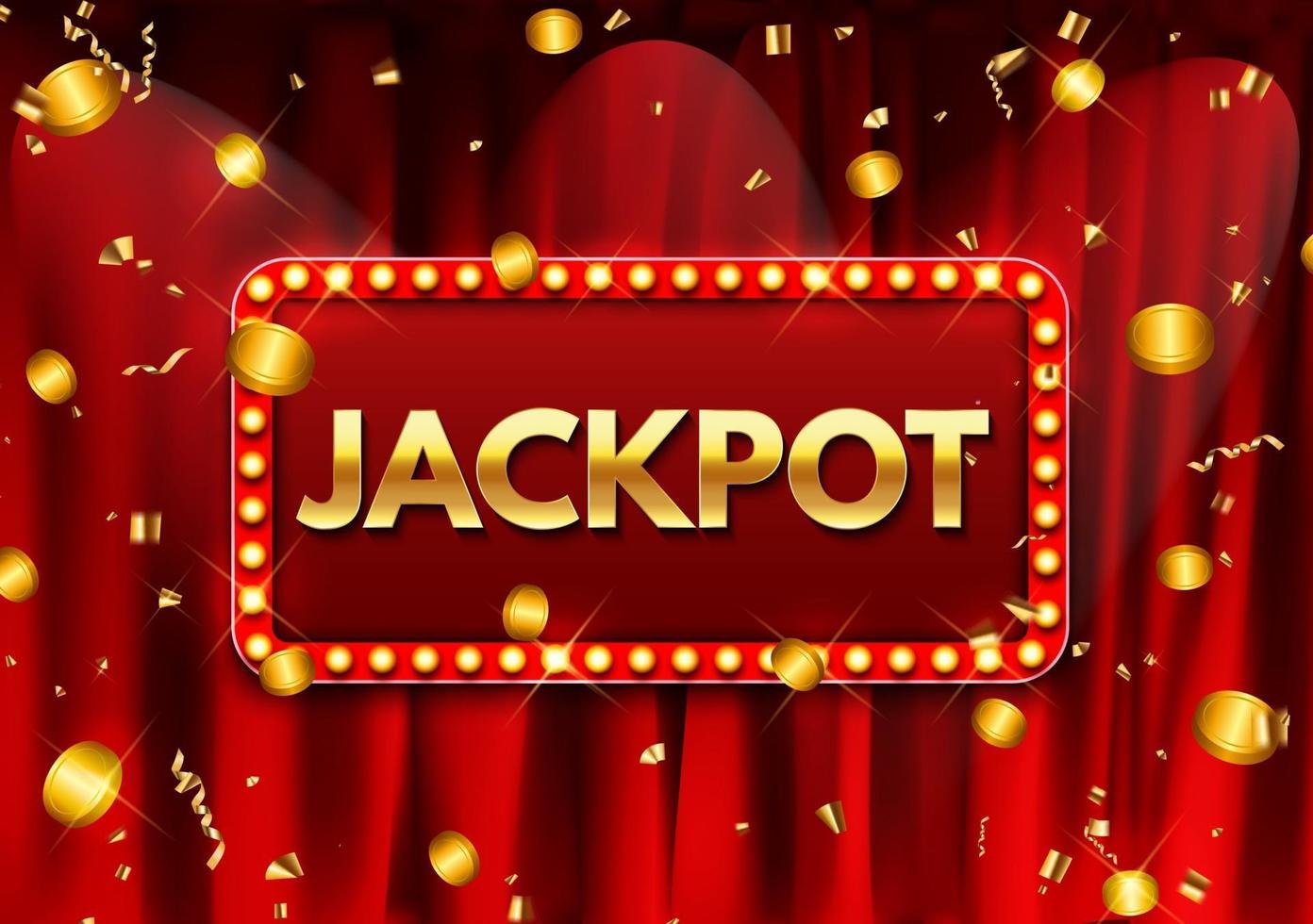 Jackpot-Hintergrund mit fallendem Goldkonfetti. Casino oder Lotterie vektor