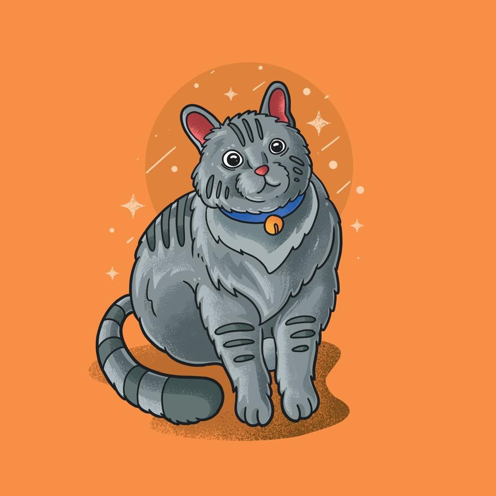 faule Katze sitzt Illustration Vektor grunge