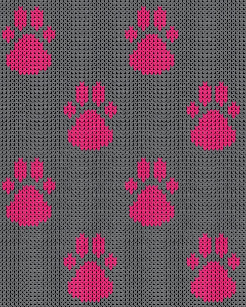 stickad hund tass sömlösa mönster grå rosa färger vektor illustration