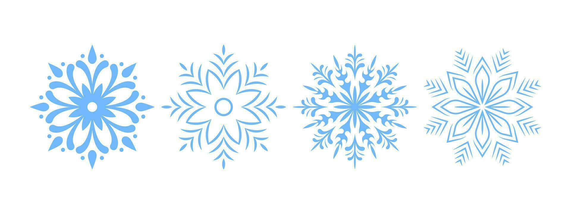 snöflingor. ljus blå snöflingor uppsättning. snöflinga annorlunda ikoner. vektor skalbar grafik