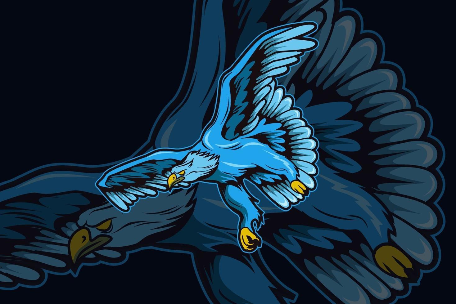 blå eagle e-sport lag logotyp mall vektor