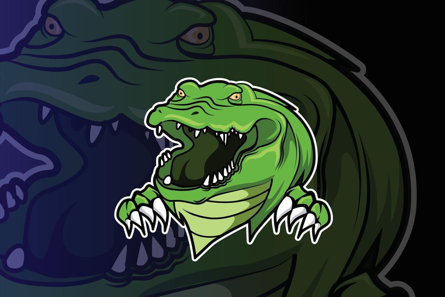 Krokodil-E-Sport-Team-Logo-Vorlage vektor