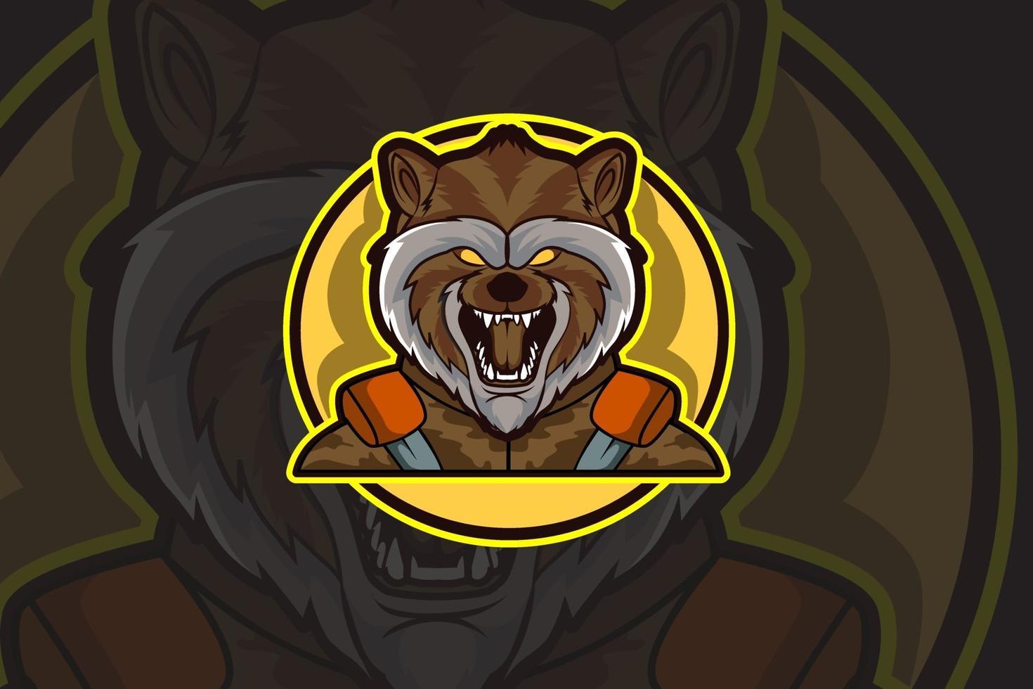 Kopf Waschbär E-Sport Team Logo Vorlage vektor