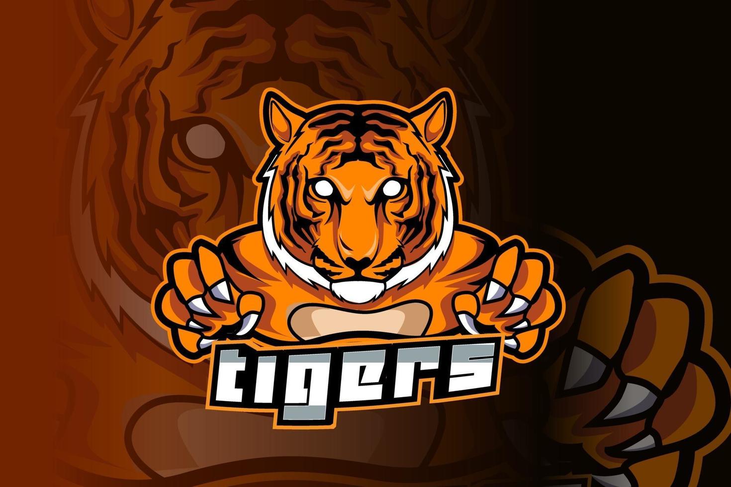 tiger för sport och esports logotyp isolerad på mörk bakgrund vektor