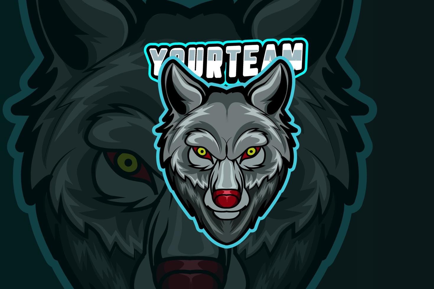 Scream Wolf E-Sport-Team-Logo-Vorlage vektor