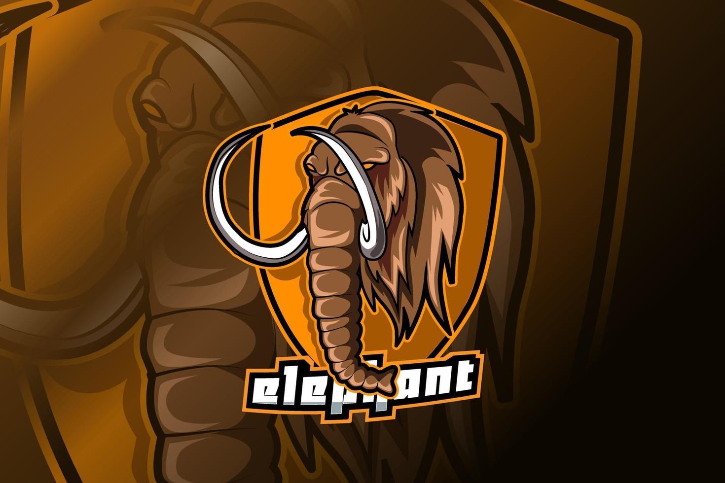 elefant för sport och esports logotyp isolerad på mörk bakgrund vektor